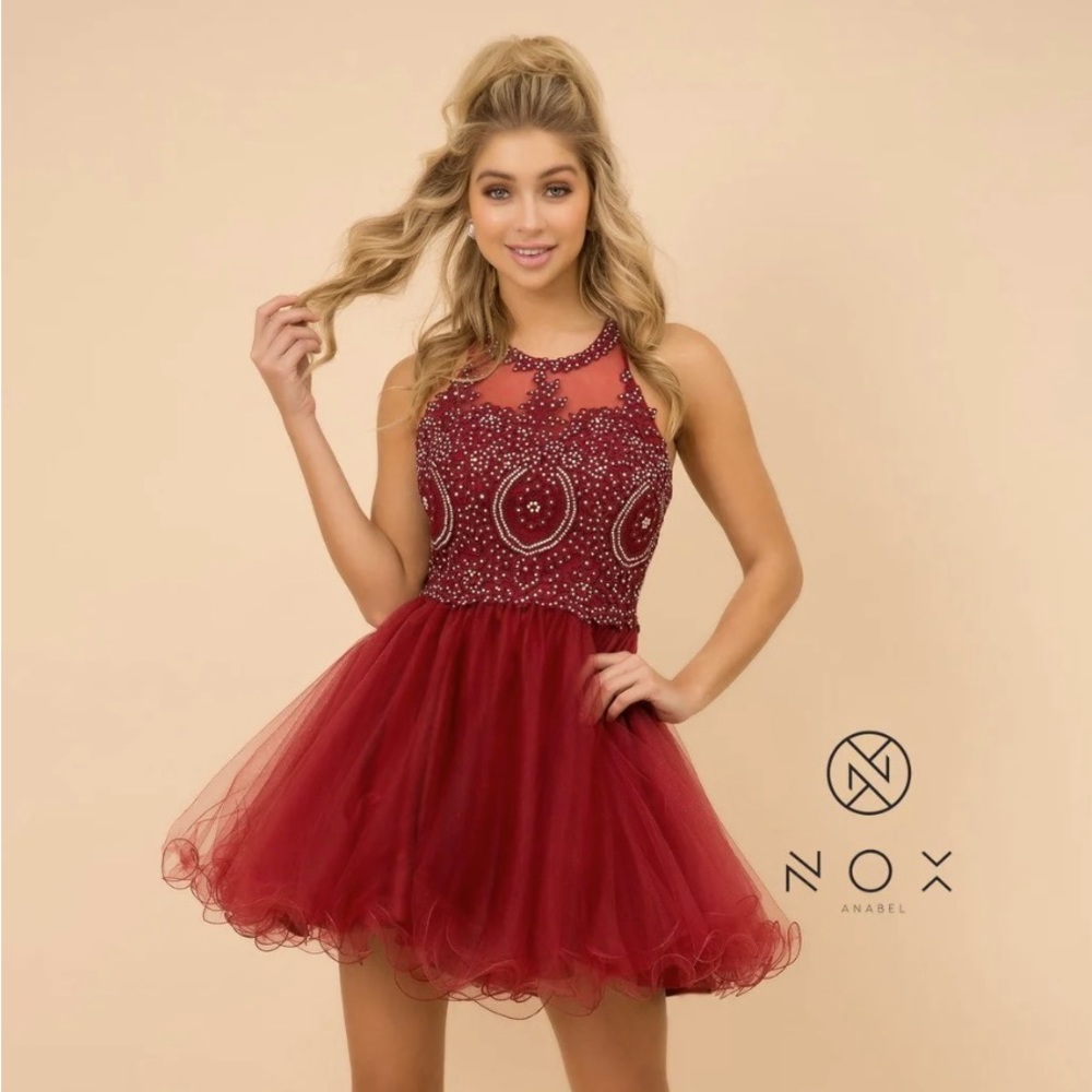 Short Embroidered Cocktail Dress In Red! ☺️❤️